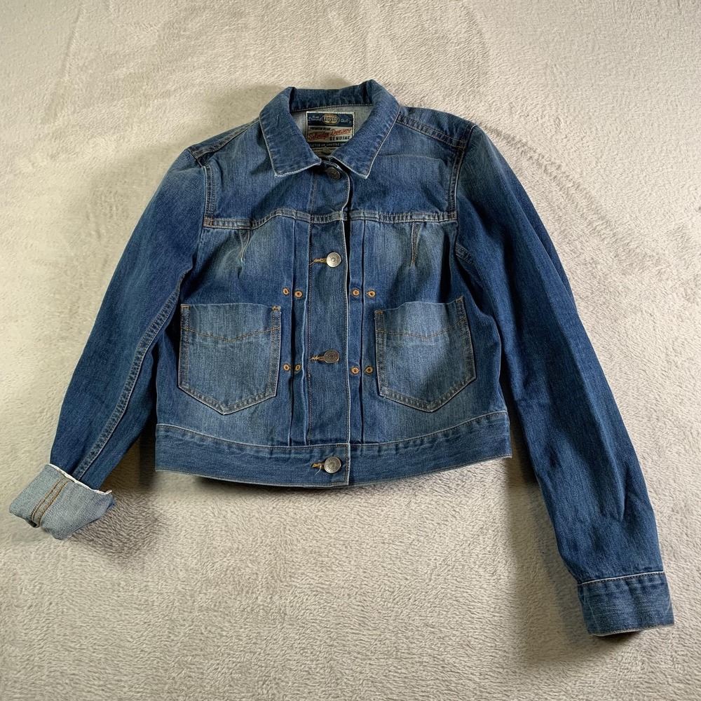 Vintage Fossil Denim Jacket Womens Small Blue Selvedge Trucker Jean Made In USA‎